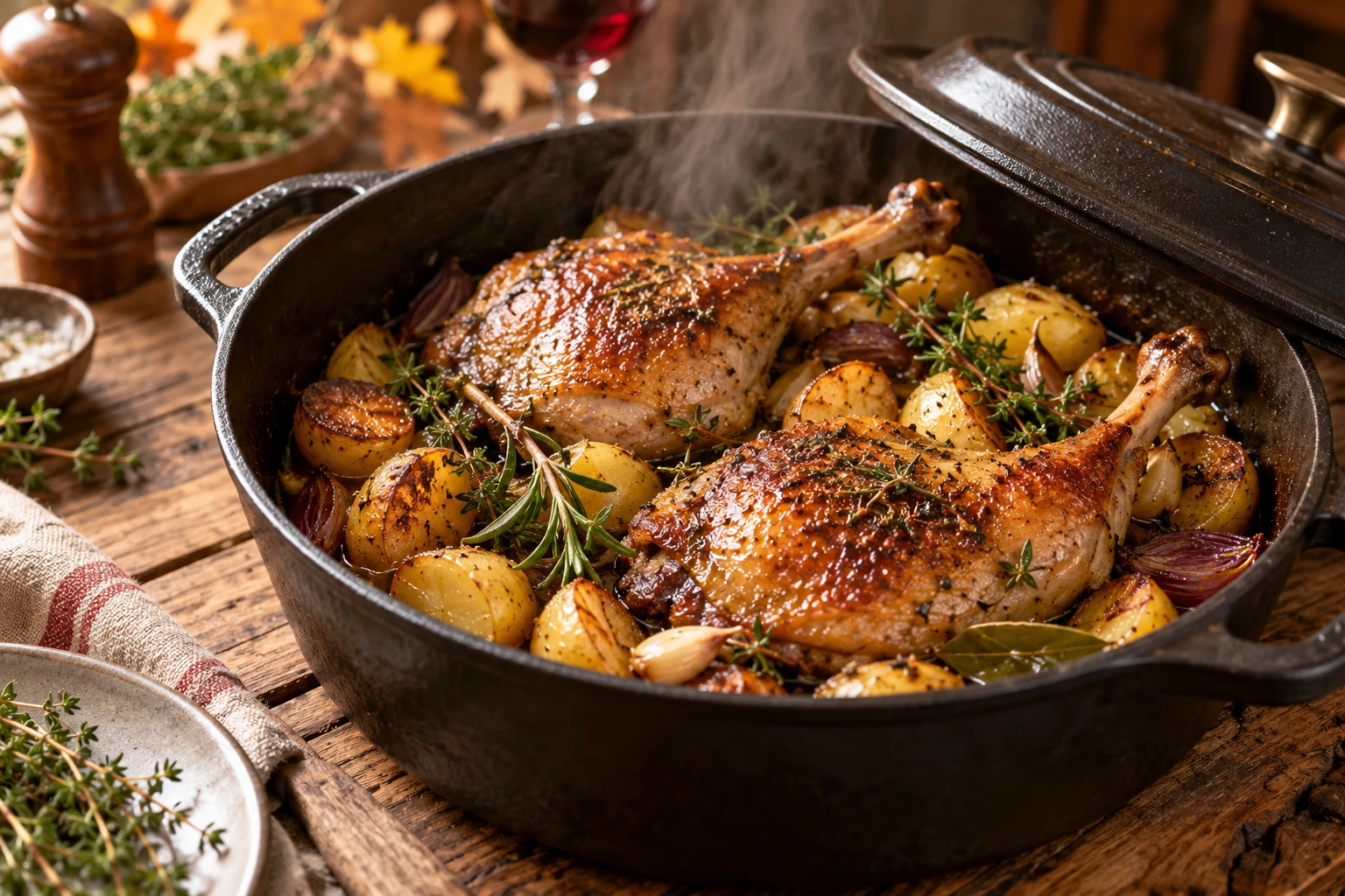 Cuisse de canard en cocotte en fonte : combien de temps cuire ?